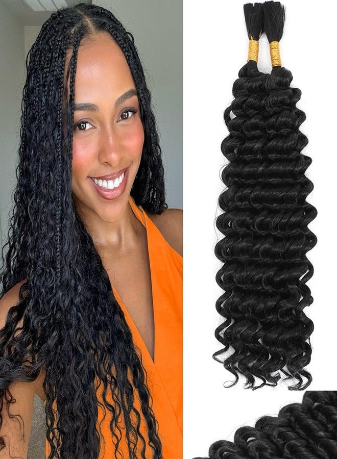 JINHUI Human Braiding Hair Mix Synthetic Deep Wave Bulk Hair for Braiding, 18 Inch Wet and Wavy Braiding Hair 2 Pcs Boho Hair for Braiding Curly Bohemian Hair Extensions - Image 1